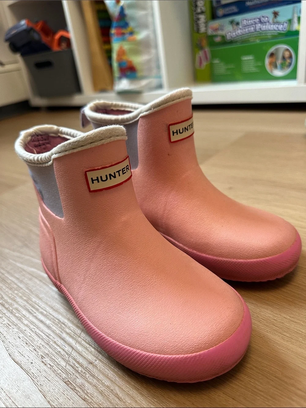 Hunter Pink Kids Waterproof Ankle Rain Boots